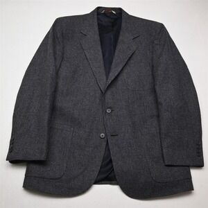 Vtg USA Made 42R Blue Nailshead Wool Tweed Mens Blazer Suit Jacket Sport Coat